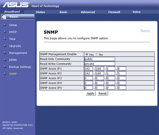 SNMP na routeru